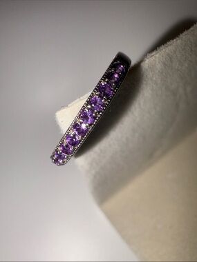 Purple Gemstone Sterling Band Ring (size 6)